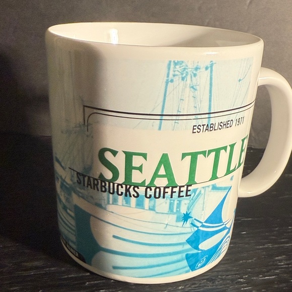 Starbucks Other - Starbucks Coffee Mug City Seattle White Blue Pink Elephant 16 OZ Vintage